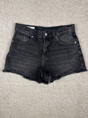 Zara Black Distressed Denim Cutoff Shorts kids size 13-14